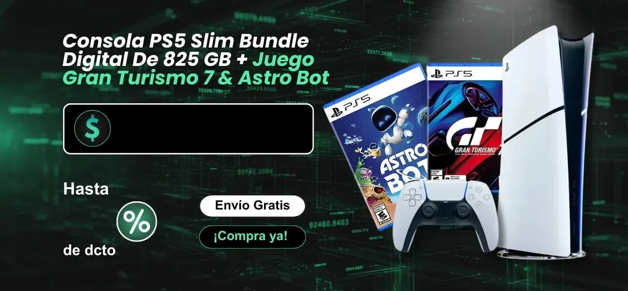 Consola PS5 Slim Bundle Digital De 825 GB + Juego Gran Turismo 7 & Astro Bot - PST-40