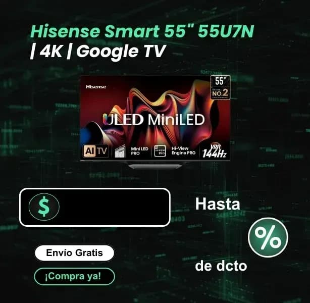 TV Hisense Smart 55" 55U7N | 4K | Google TV - TV-36