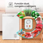 Congelador Hisense con función dual refrigerador-congelador. Función dual del congelador Hisense para congelar o refrigerar alimentos.