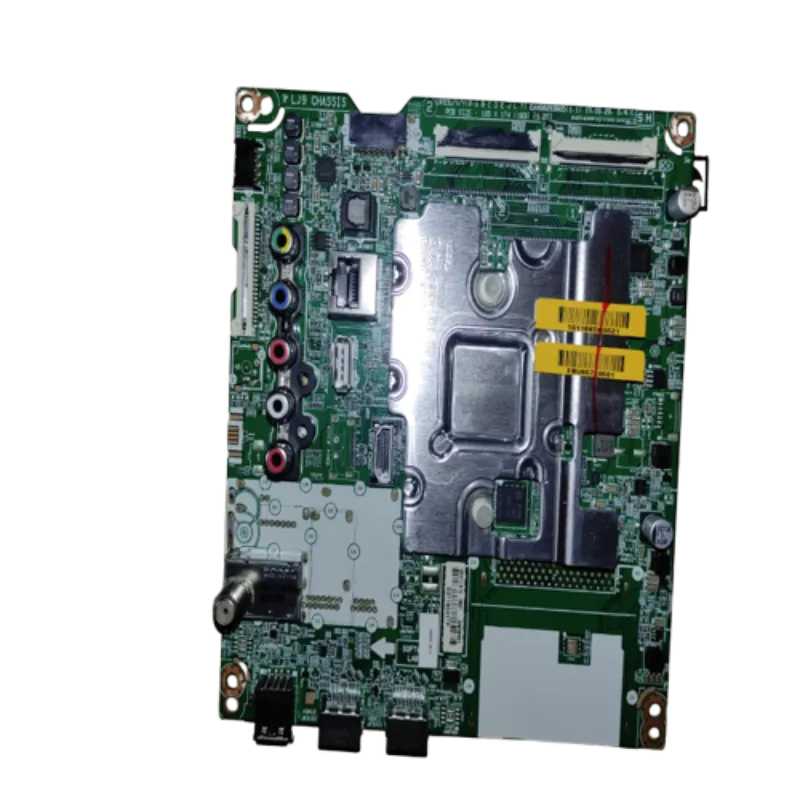 Main Board EBU65710501 para Smart TV LG, con puertos HDMI, AV, USB, LAN y blindaje metálico, ideal para restaurar funciones inteligentes.