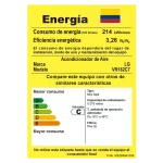 Etiqueta de eficiencia energética del aire acondicionado LG ARTCOOL VR182C7