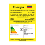 Etiqueta de eficiencia energética del aire acondicionado Hisense AS-18TW3SXATV. Etiqueta de eficiencia energética del aire acondicionado Hisense AS-18TW3SXATV, con detalles de consumo y capacidad de enfriamiento.