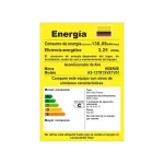 Etiqueta de eficiencia energética del aire acondicionado Hisense. Etiqueta de eficiencia energética del aire acondicionado Hisense AS-12TR1SVETV01, mostrando detalles de consumo.