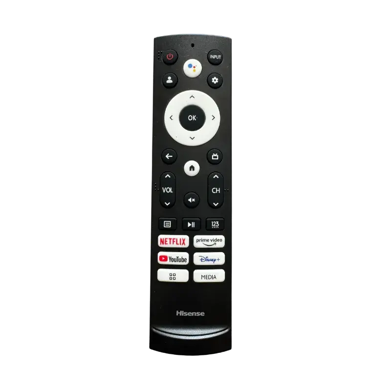 Control remoto original Hisense para Smart TV 50U6K, 55U6K y 65U6K con accesos directos a plataformas de streaming.
