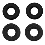 Set de dos pares de almohadillas Sony de audífonos 930101693 negras, vista frontal y trasera.