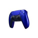 Vista lateral del control DualSense Azul Cobalto para PS5 mostrando su perfil ergonómico y detalles de diseño.