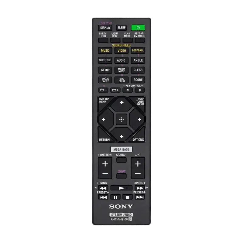 Control Remoto Sony RMT-AM210U compatible con MHC-V44D, diseño ergonómico y funciones avanzadas.