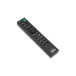 Vista lateral diagonal del control remoto Sony RMT-AH200 resaltando diseño compacto