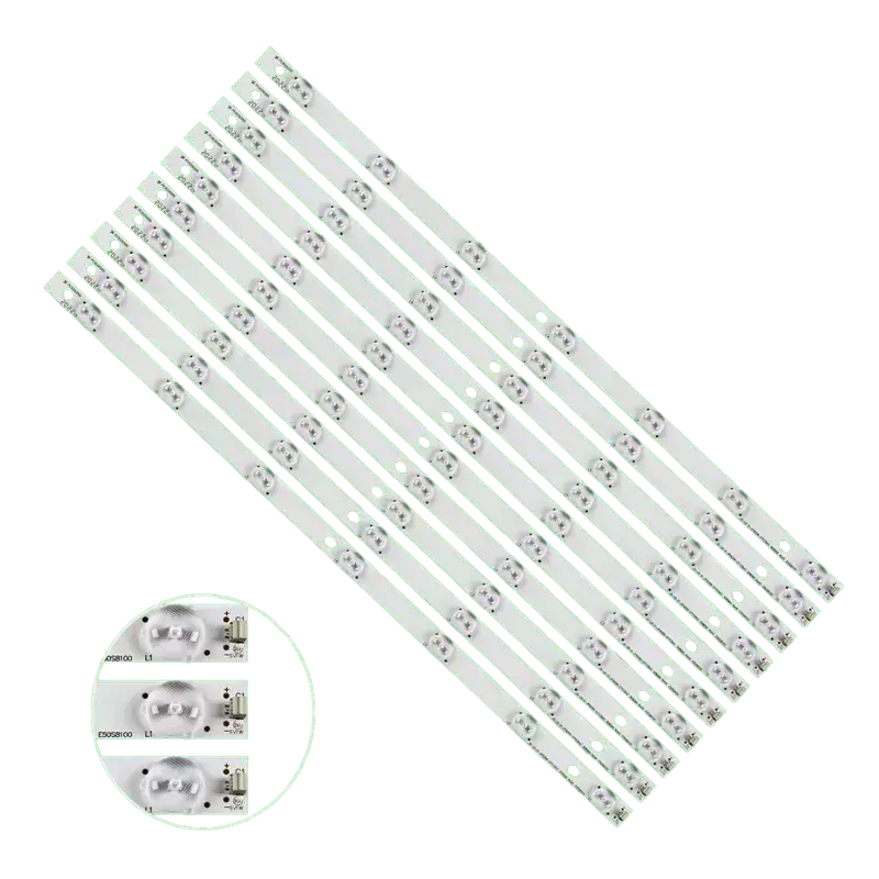 Kit de Barras LED para televisores Hisense OLED5010HY502INT, HYLED501iNT, HYLED502INT, OLED5020W, IBG50AN, ML-LED con vista detallada de LEDs.