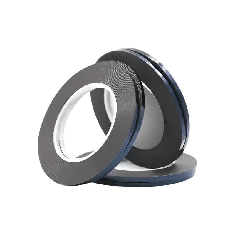 Cinta adhesiva negra de 5mm x 10m para fijación de paneles LCD y pantallas electrónicas.