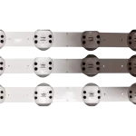 Vista en primer plano del kit de barras LED para LG 43UM7300PDA con lentes difusores.