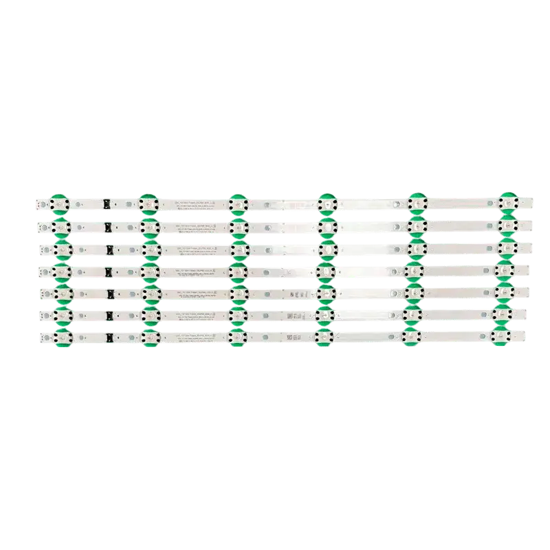 Kit de barras LED para televisor LG 55UP7750PSB con diseño de estructura metálica y difusor azul reflectante.