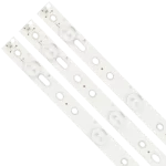 Barras LED compatibles con televisor LE32D3350, con lentes difusores y conectores para instalación precisa.