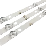 Detalle de conexión y lentes del kit de barras LED V1, compatible con televisores IBG435AN, IBG436LED, CXLED-43 y más.