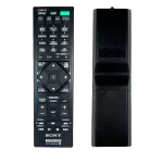 Control remoto Sony RMT-AM420U – Vista combinada. Vista combinada del control Sony RMT-AM420U mostrando su diseño frontal y trasero.