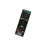 ontrol remoto Sony RMT-B118 en vista inclinada, resaltando sus botones de navegación y multimedia.