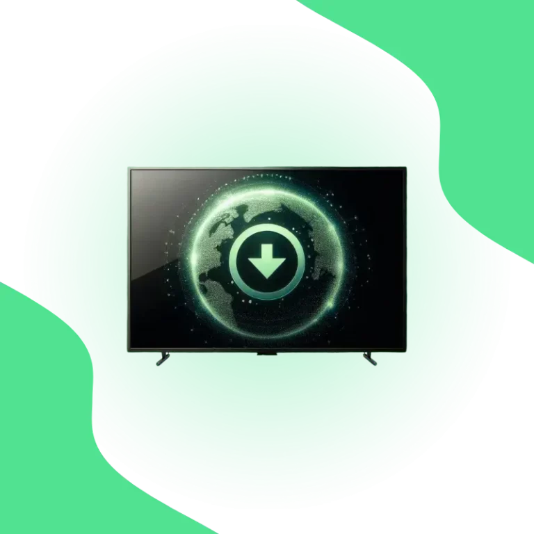 Actualizar TV Hisense Pantalla de televisor Hisense con un icono de actualización en un entorno digital.