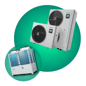 Sistemas de climatización industrial con tecnología avanzada para grandes espacios.