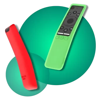 Fundas protectoras de silicona en colores vibrantes para controles remotos.