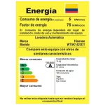 Lavadora Hisense WT5K1423DT – Consumo de Energía y Agua Etiqueta de eficiencia energética de la lavadora Hisense WT5K1423DT.