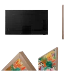 Vista trasera y lateral del Hisense Canvas TV S7N con marco tipo madera