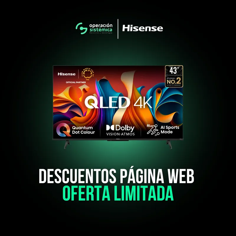 TV Hisense QLED 43Q6N de 43 pulgadas con Google TV y Dolby Vision, Hisense patrocinador autorizado de Club World Cup 25.