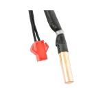 Detalle de conector rojo y punta de cobre del sensor de descarga Midea