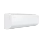 Vista lateral izquierda del aire acondicionado Samsung AI Digital Inverter 9000 BTU, diseño compacto y discreto.