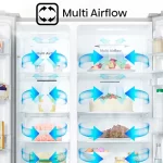 Sistema Multi Airflow en nevecon Hisense BCD-518, distribución uniforme del frío en todos los compartimentos.