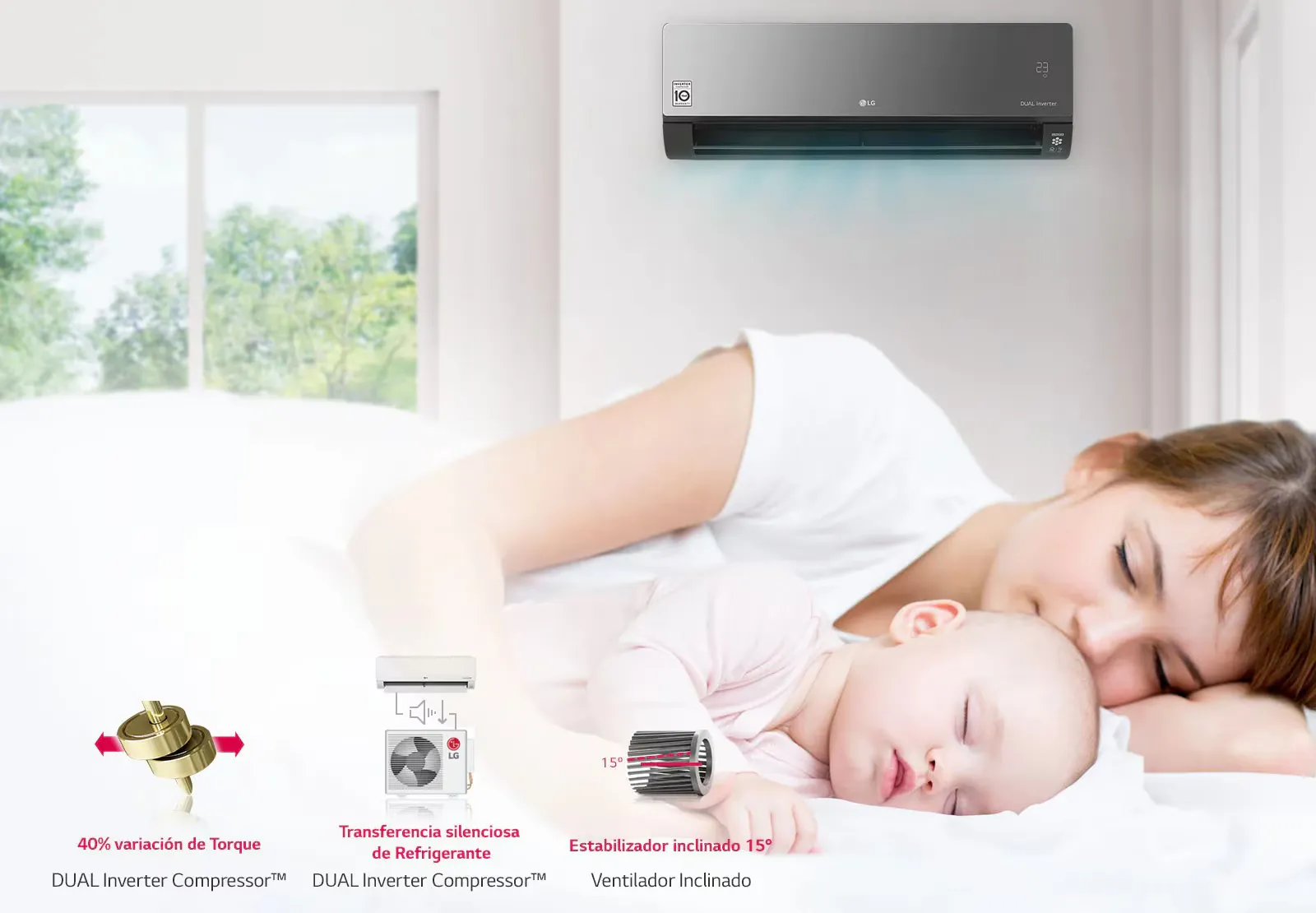 aire acondicionado lg artcool 18000btu silencioso bebes compresor inverter