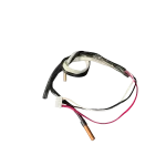 Sensor combinado Midea original 11201011000067 con punta de cobre, cables rojo y negro, y conector de 3 pines para unidad exterior de aire acondicionado.