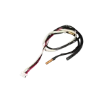 Sensor combinado Midea original 11201011000067 con punta de cobre, cables rojo y negro, y conector de 3 pines para unidad exterior de aire acondicionado.