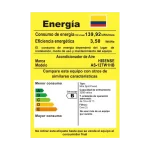 Etiqueta energética Retiq aire acondicionado Hisense Esmeralda AS-12TW1HB Etiqueta Retiq aire acondicionado Hisense Esmeralda modelo AS-12TW1HB clasificación B