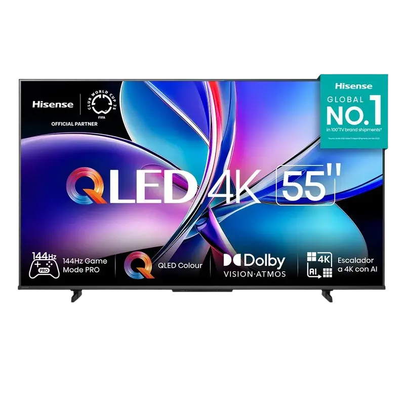 Televisor Hisense 55Q7QG con panel QLED 4K, 144Hz, Dolby Vision-Atmos y escalado con IA