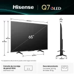 Dimensiones del televisor Hisense Q7QG 65 pulgadas con medidas y peso