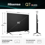 Dimensiones del TV Hisense QLED 85 pulgadas modelo 85Q7QG con peso y montaje VESA