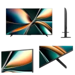 Vista frontal, lateral y en ángulo del televisor Hisense 55U7QG ULED MiniLED 55 pulgadas