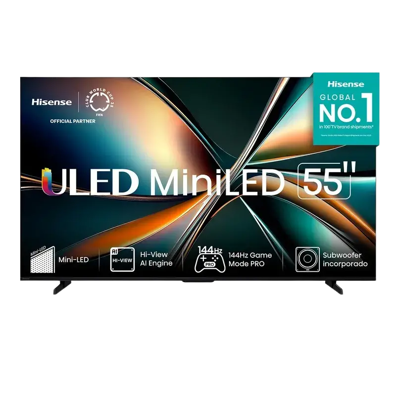 Televisor Hisense 55 pulgadas ULED MiniLED 4K 55U7QG con 144Hz y subwoofer incorporado