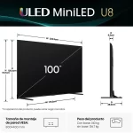 Dimensiones del televisor Hisense 100U8QG de 100 pulgadas con VESA 800x400 mm