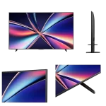 Vistas del TV Hisense 55U6QV ULED 55 pulgadas con diseño delgado y soporte estilizado