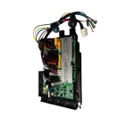 Caja electrónica lateral MX-KF50W con condensadores, bobinas de cobre y conectores multicolores