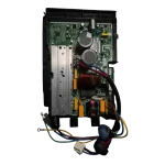 Caja electrónica lateral MX-KF50W con condensadores, bobinas de cobre y conectores multicolores