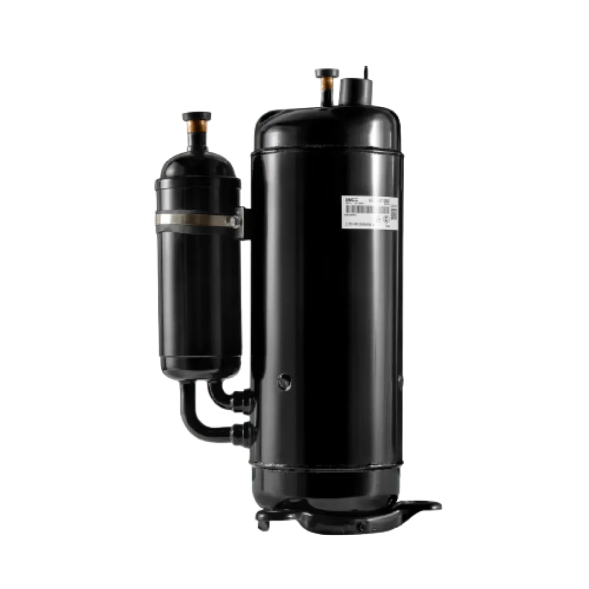 Vista lateral del compresor rotativo Inverter KTQ420D1UMU con sus tomas de tubería