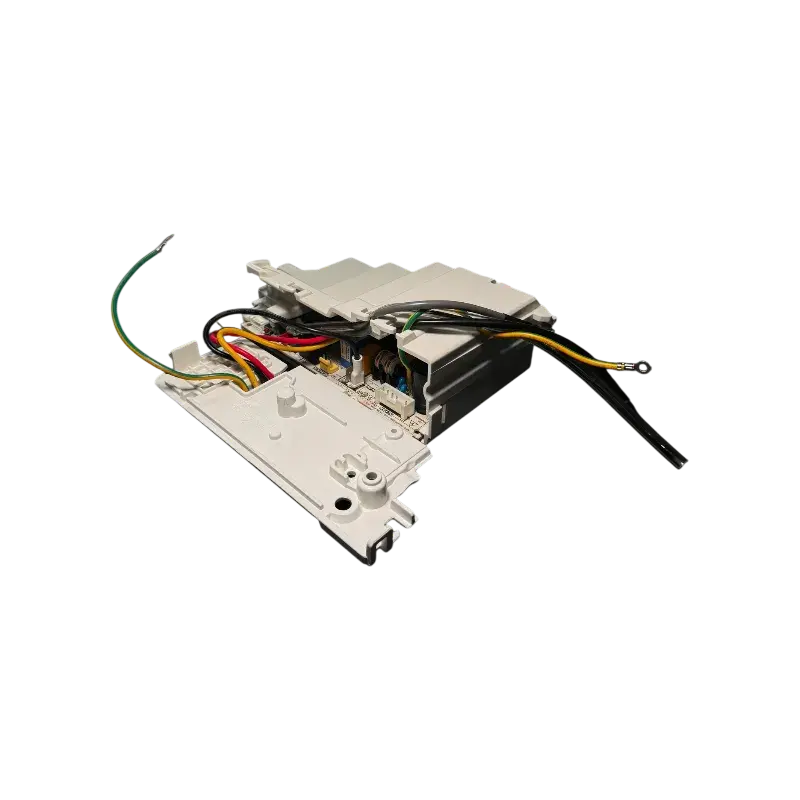 Vista superior del ensamble de control Midea US-KF32G/BP3N1Y-AG11A-G con cables multicolor