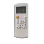 Vista frontal del control Midea RG57A2/BGEF Control remoto Midea RG57A2/BGEF sin pantalla, vista superior con botón ON/OFF amarillo