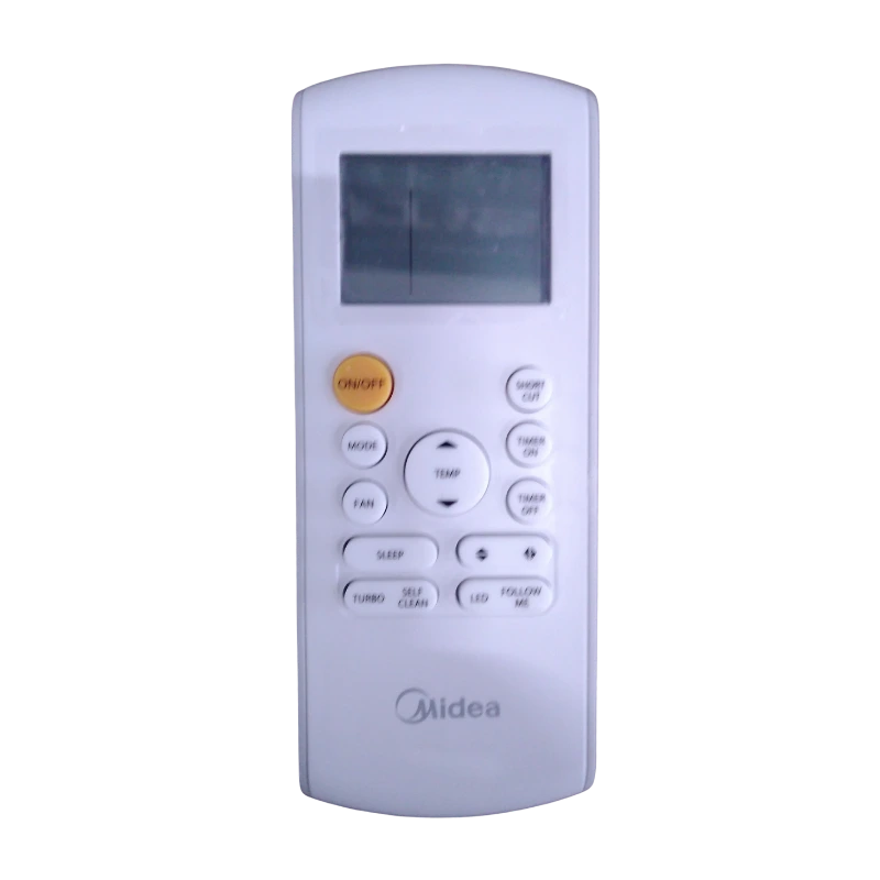 Control Midea RG57A2/BGEF con display encendido Control remoto Midea RG57A2/BGEF con pantalla y botón amarillo ON/OFF