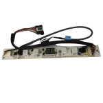 Display board Midea 17122500000235 con conectores y componentes visibles desde vista lateral.