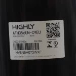 Etiqueta técnica del compresor HIGHLY ATH356UN-C9EU para R410A y 208–230V