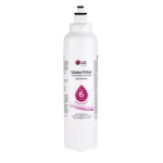 Filtro de agua LG LT800P con etiqueta técnica y conexión de entrada compatible