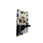 Main control board Midea 17122000046959 vista lateral con relés y capacitores.